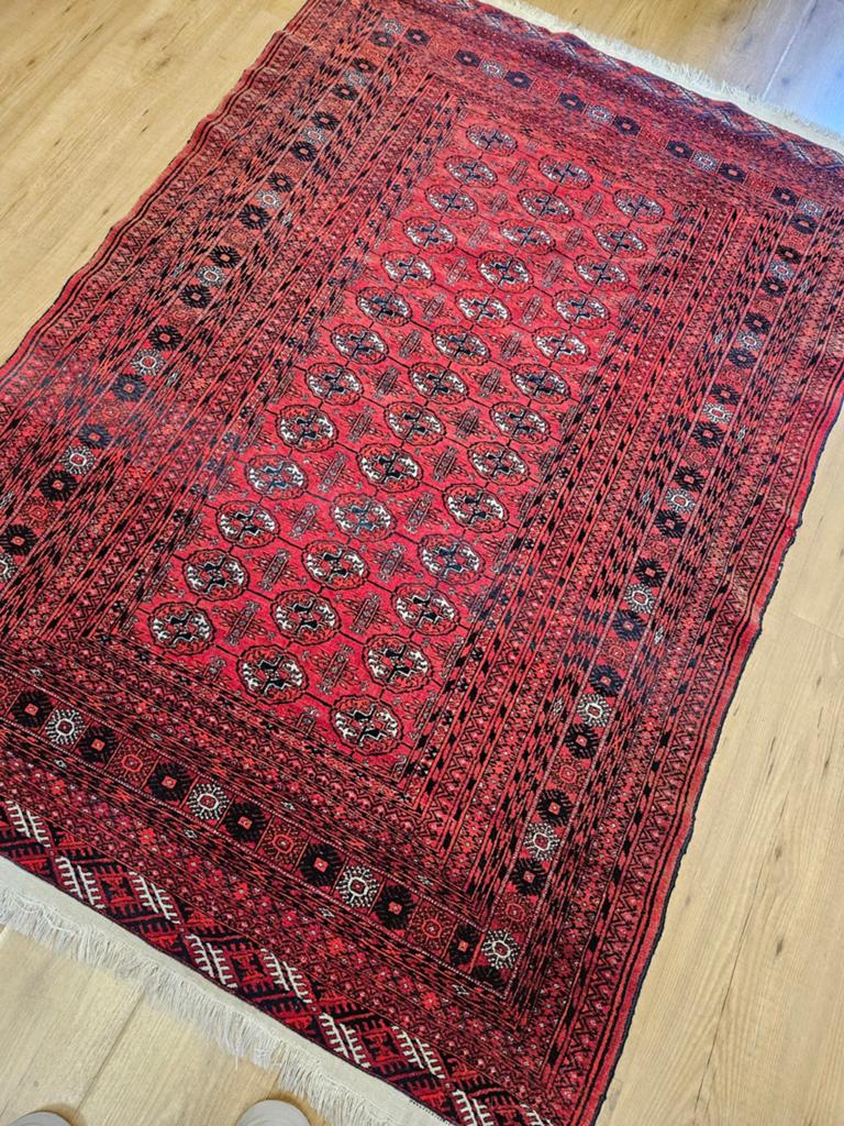 Vintage handgeknoopt oosters tapijt bochara 185x125, Info@SlatsAntiek.nl, Tweedehands, 100 tot 150 cm, Perzisch