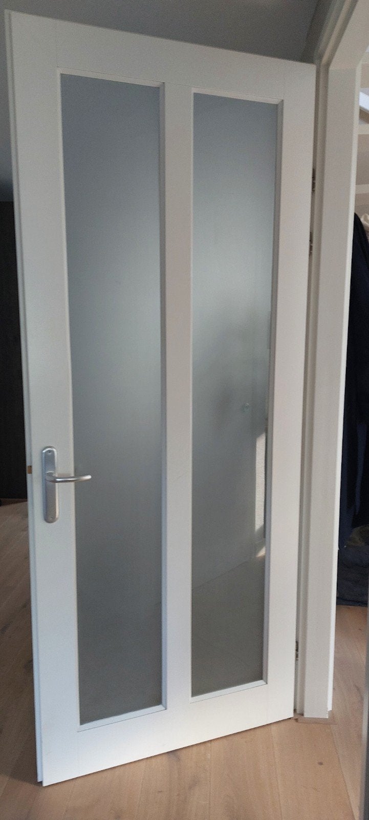 Binnendeur, houten opdekdeur met (mat)glas, Ophalen, 215 cm of meer, Binnendeur, Glas