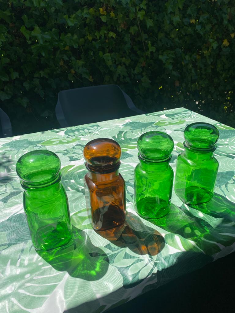 Vintage glazen stolpflessen, Antiek en Kunst, Ophalen of Verzenden