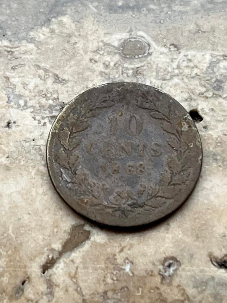 10 cent 1868 Willem III , zeer zeldzaam, Koning Willem III, Zilver, Ophalen of Verzenden, 10 cent