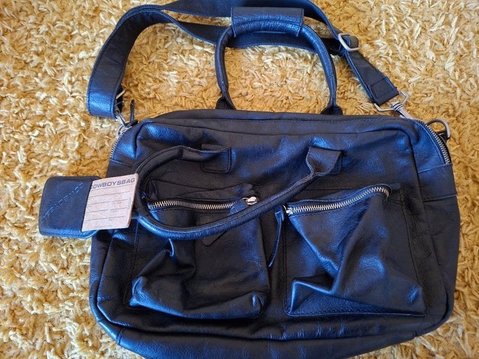 Cowboysbag Leren Tas Zwart - Stijlvol en Praktisch, Ophalen of Verzenden, Gebruikt, Zwart, Handtas