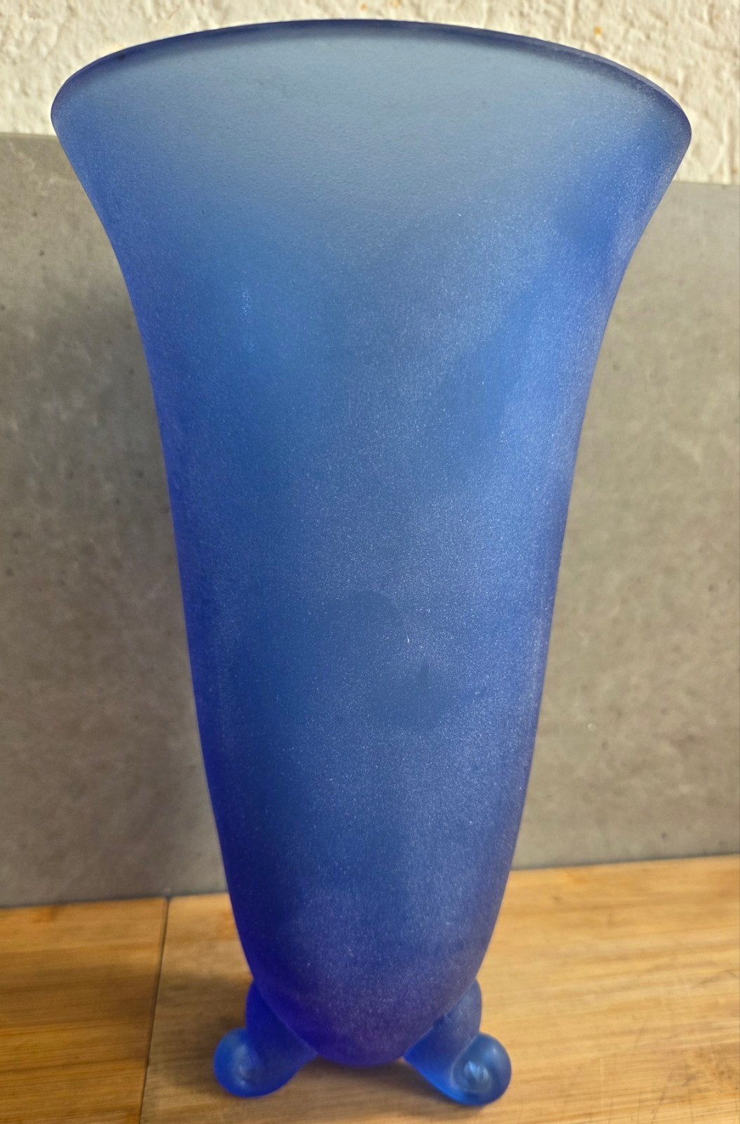ZGN frosted glaspasta pate de verre vaas, Huis en Inrichting, Ophalen, Zo goed als nieuw, Blauw, Glas