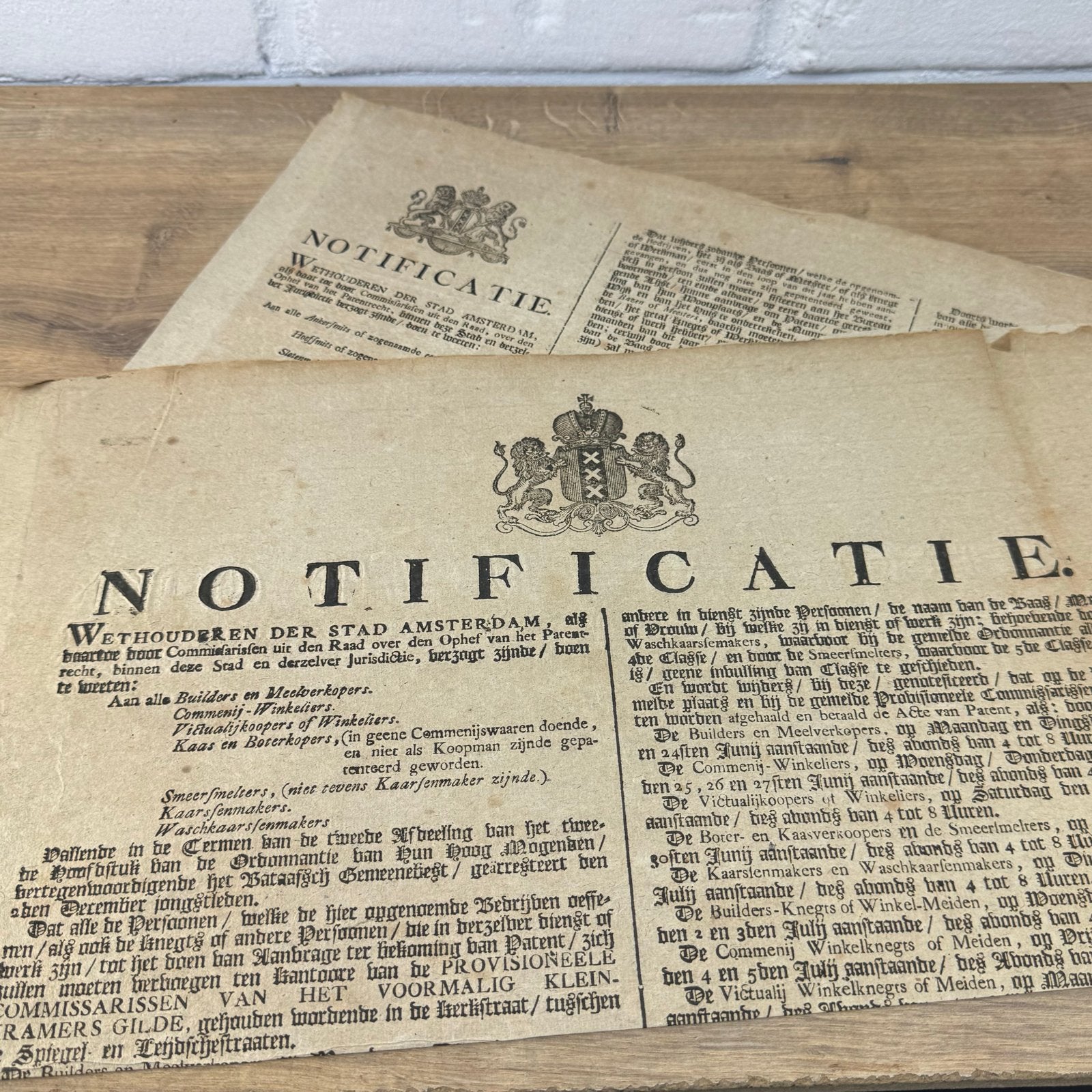 Antieke Amsterdamse Notificatieposters - Originele posters, Ophalen of Verzenden
