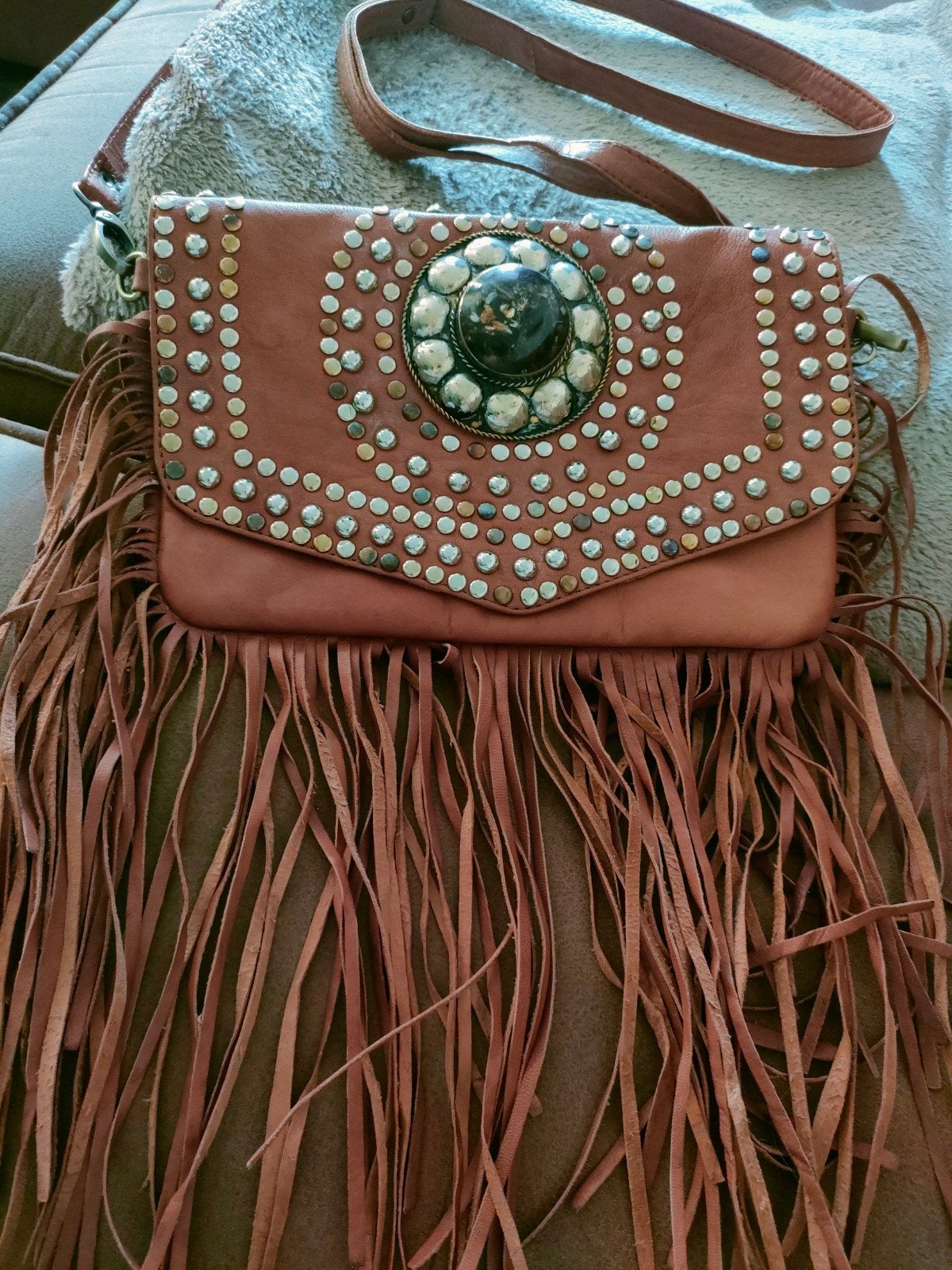 mooie ibiza style crossbody, Ophalen of Verzenden, Zo goed als nieuw, Bruin, Schoudertasje