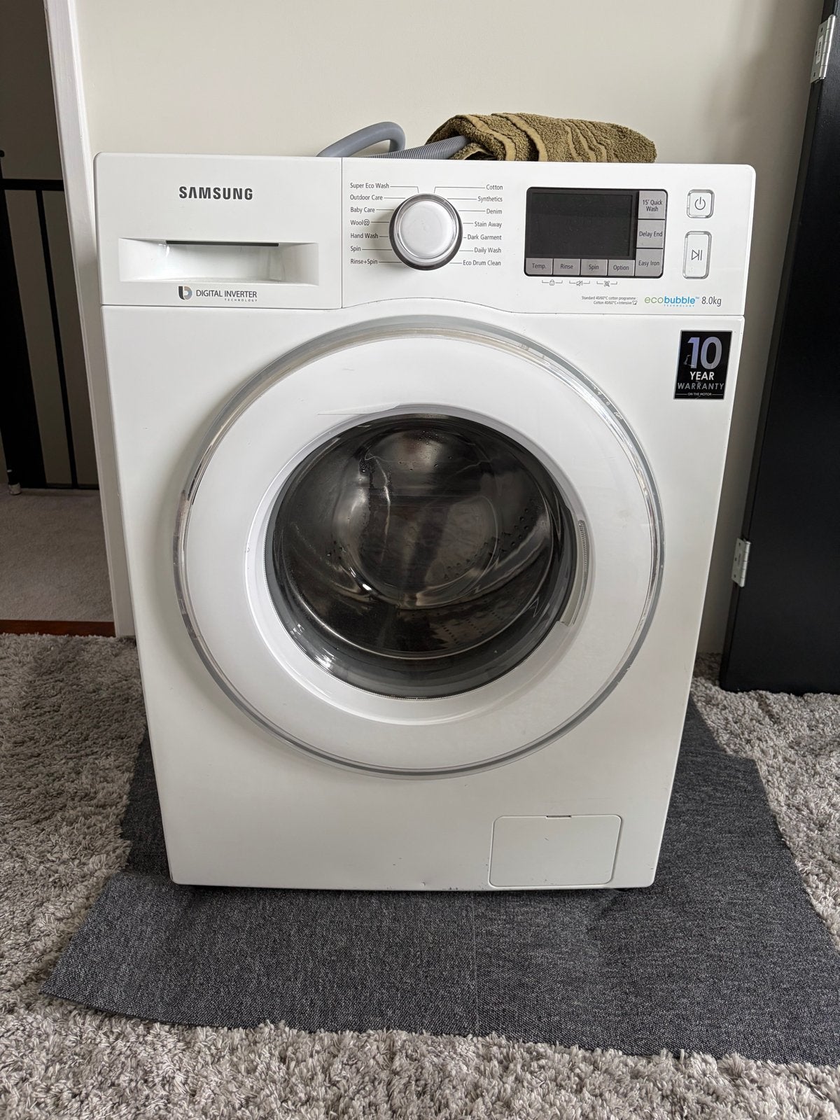 Samsung EcoBubble wasmachine, Witgoed en Apparatuur, Ophalen, 1200 tot 1600 toeren, 8 tot 10 kg, Zo goed als nieuw