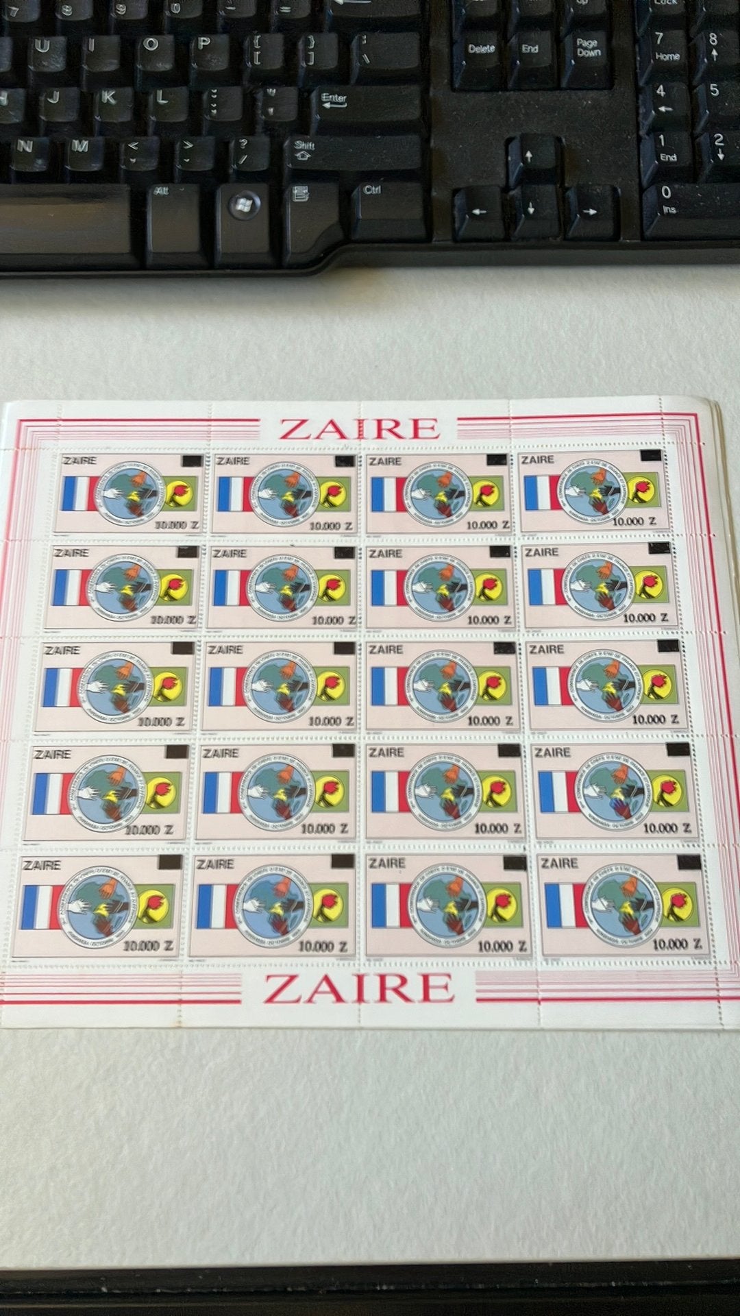 Zaire 3 vellen 1055 stampworld, Ophalen of Verzenden, Buitenland