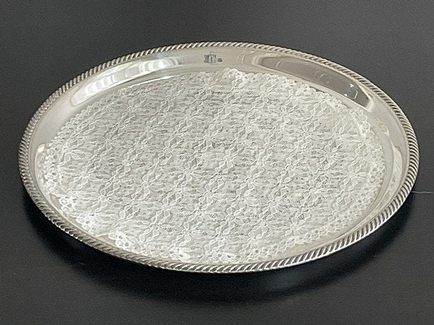 Scandia Zweeds silverplated vintage gegraveerd dienblad, Ophalen of Verzenden