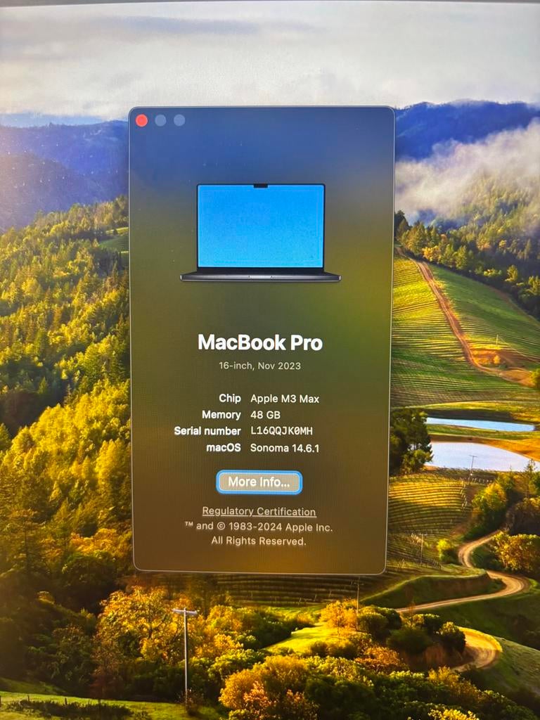 MacBook Pro 16" M3 Max Space Zwart 1TB 48GB, 1 TB of meer, Zo goed als nieuw, 16 inch, 4 Ghz of meer