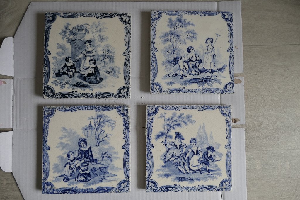 4 antieke wandtegels, Ophalen of Verzenden