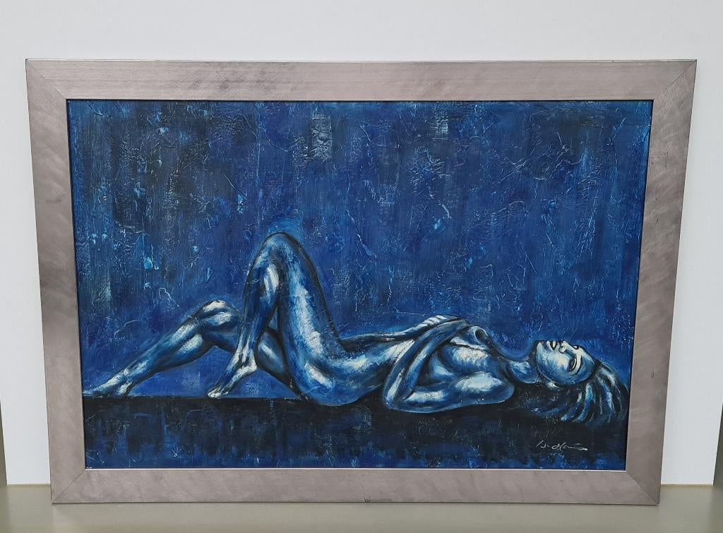 schilderij vrouwelijke naakt gesigneerd lijst hout 70x100cm, Antiek en Kunst, Kunst | Schilderijen | Modern, Ophalen