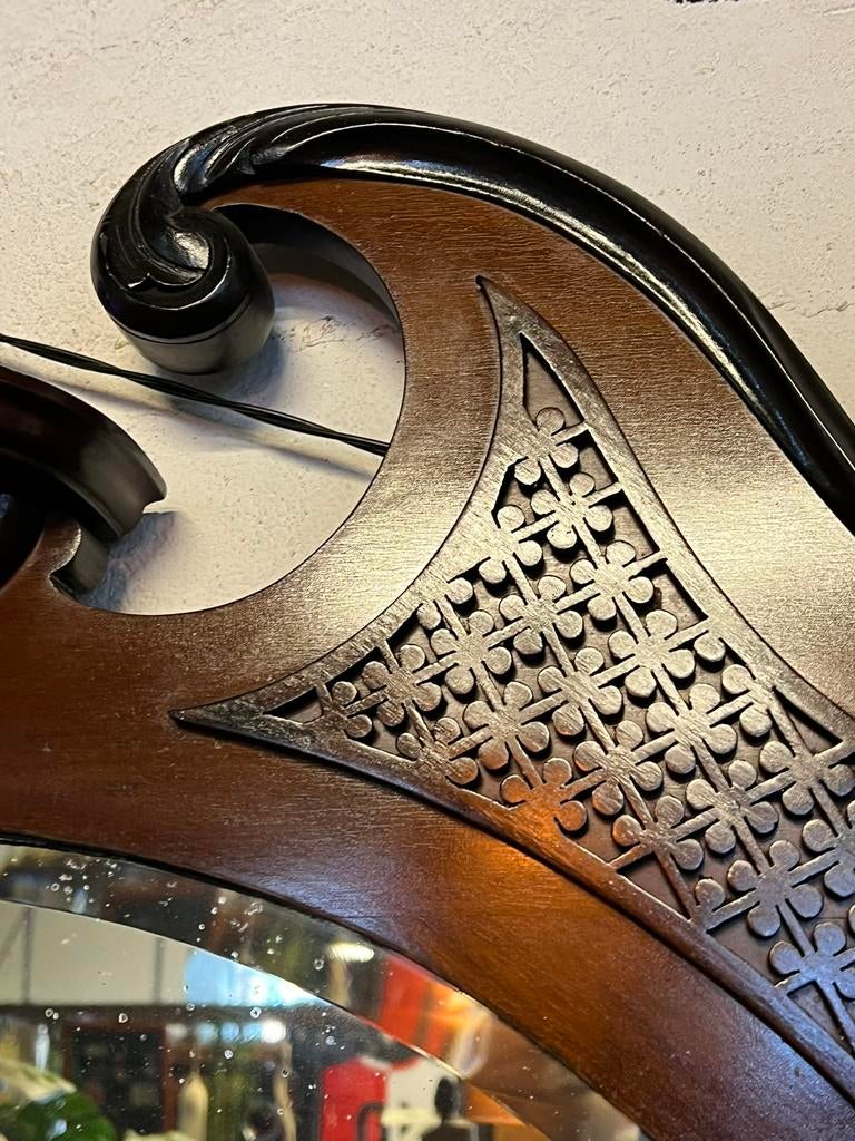 Grote antieke Biedermeier spiegel, massief mahonie, Ophalen, Overige vormen