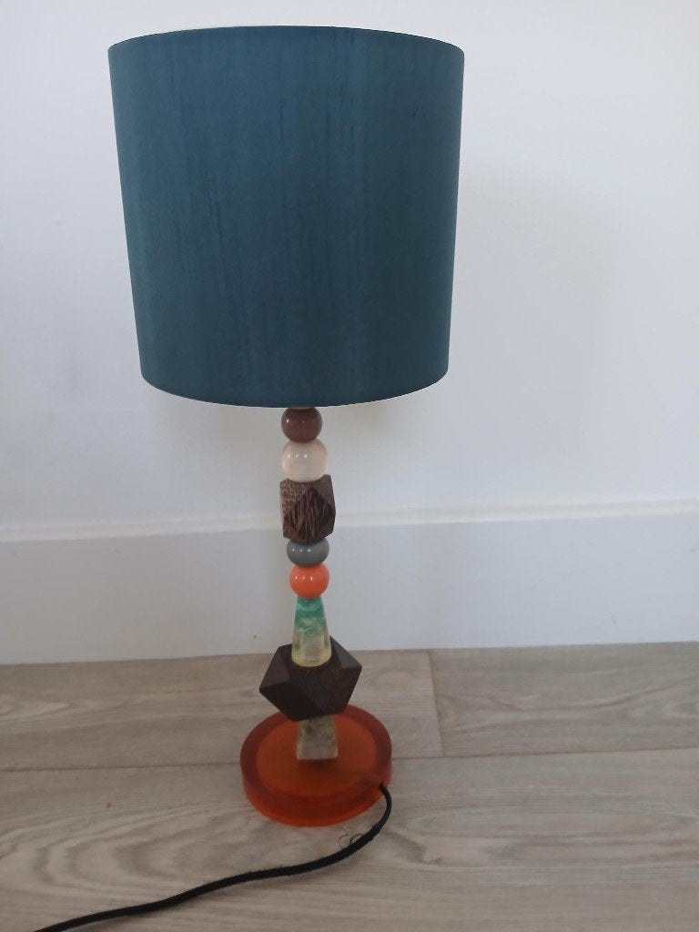 Vintage Tafellamp met Kralen Basis, Ophalen of Verzenden, Gebruikt, Keramiek, Vintage