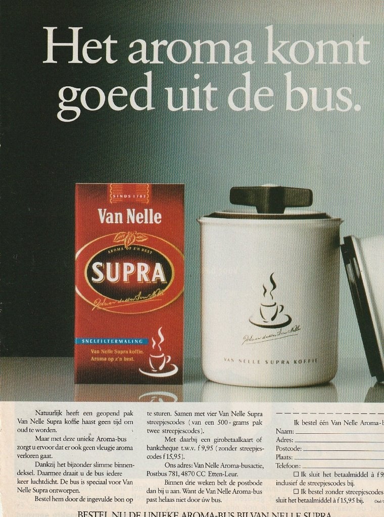 retro reclame 1990 Van Nelle koffie aroma bus voorraadbus, Verzamelen, Verzenden, Overige typen