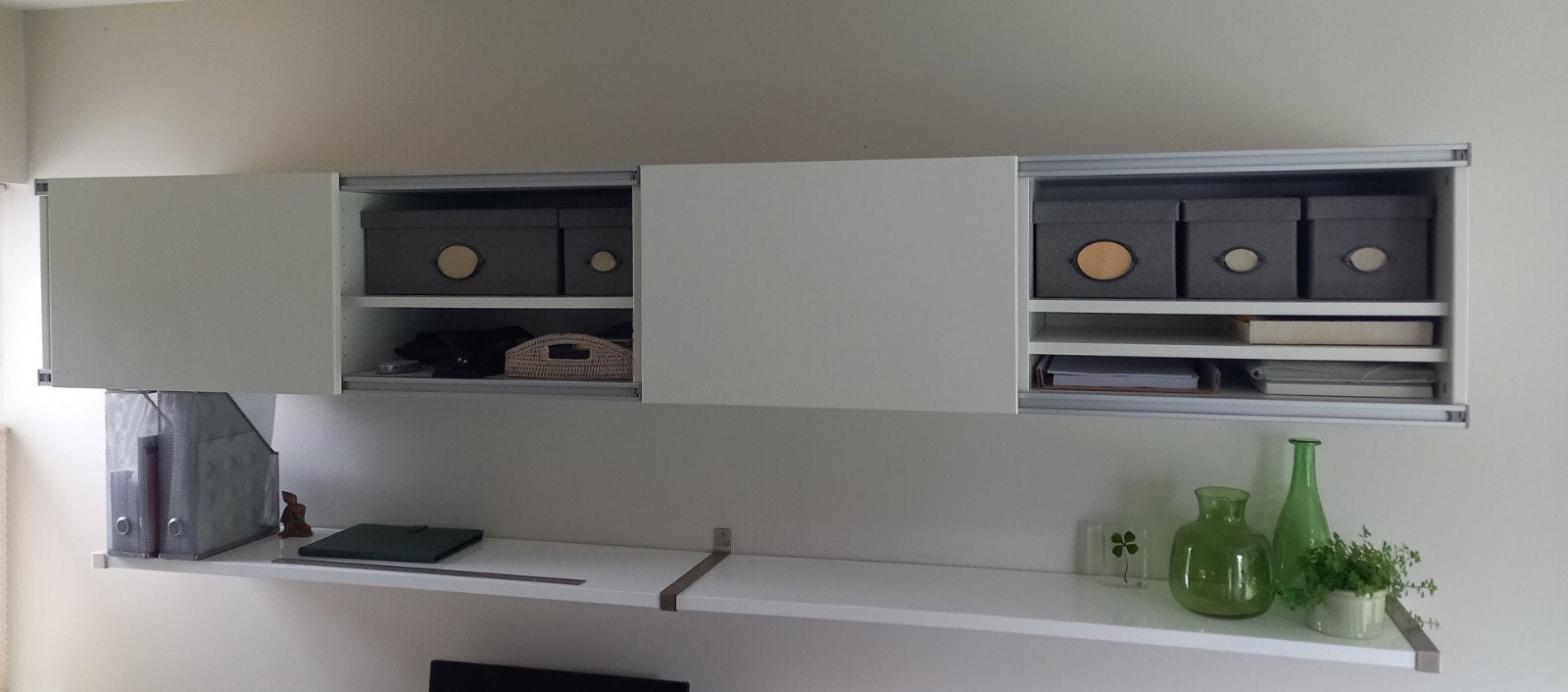 2 hangkasten met schuifdeur en plank, Ophalen, Gebruikt, 25 tot 50 cm, 200 cm of meer