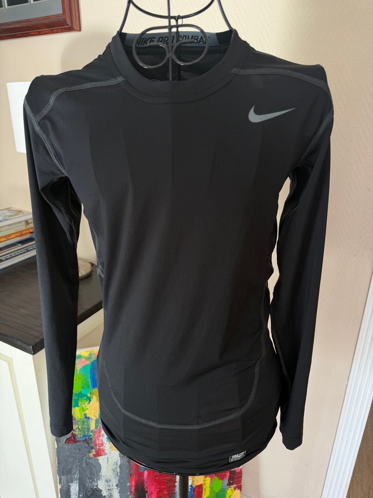 Nike Pro Combat Dri-FIT Compressie Shirt Zwart Maat S, Kleding | Heren, Fitness, Zwart, Ophalen of Verzenden, Zo goed als nieuw