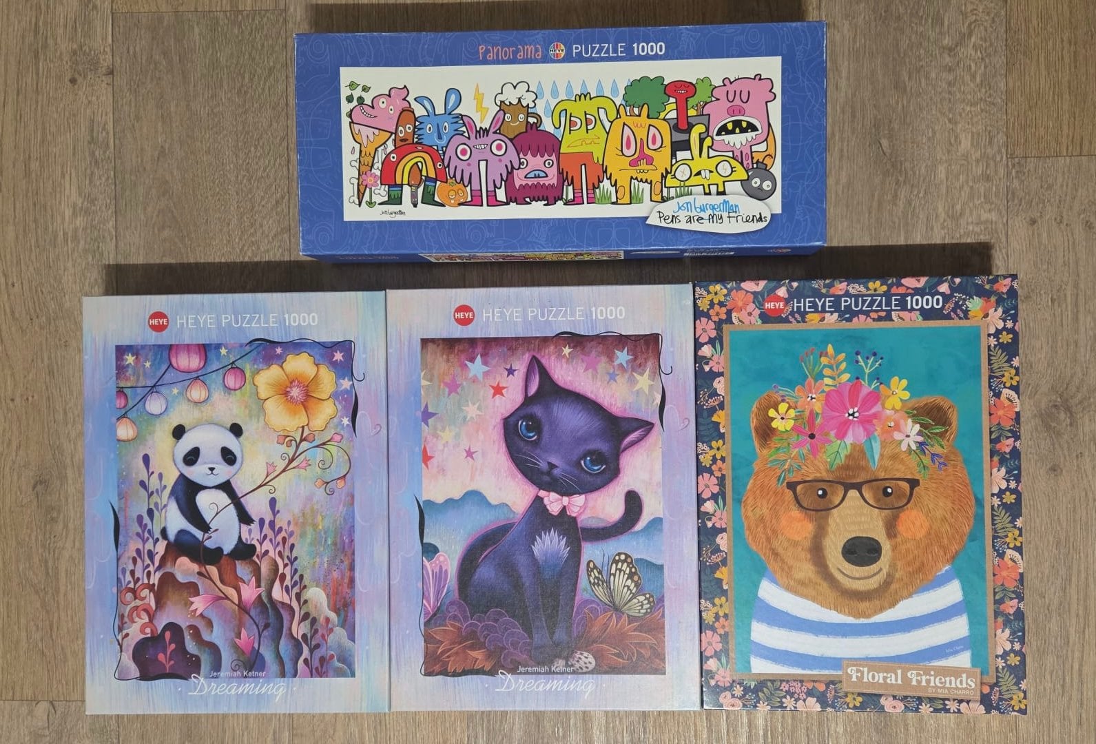 Heye puzzels 1000 stukjes (4 stuks), Ophalen of Verzenden, 500 t/m 1500 stukjes, Zo goed als nieuw, Legpuzzel