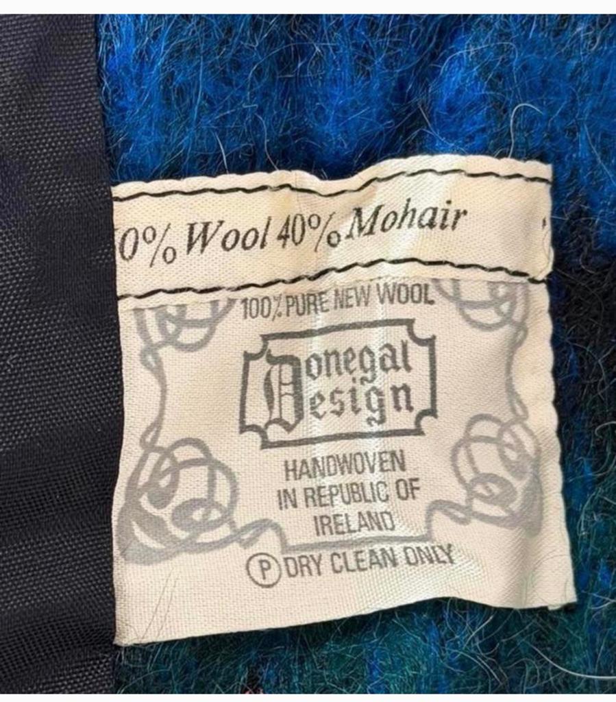 Zeldzaam Donegal Design Cape Poncho Mohair & Wol Blauw/Groen, Kleding | Dames, Ophalen of Verzenden, Zo goed als nieuw, H, H