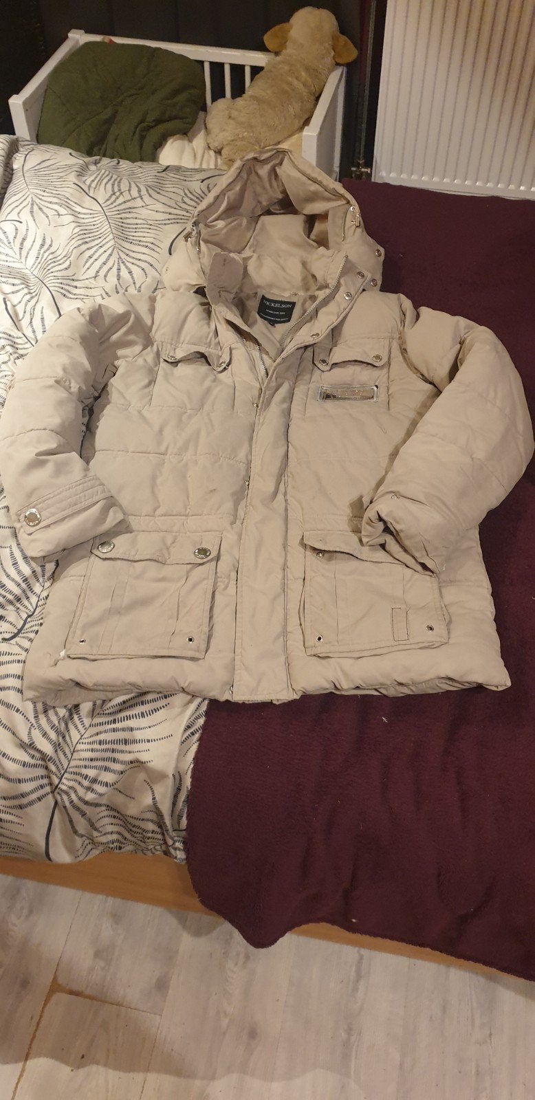 Nickelson winterjas maat M, beige - Zo goed als nieuw, Maat 38/40 (M), Beige, Nickelson, Ophalen of Verzenden