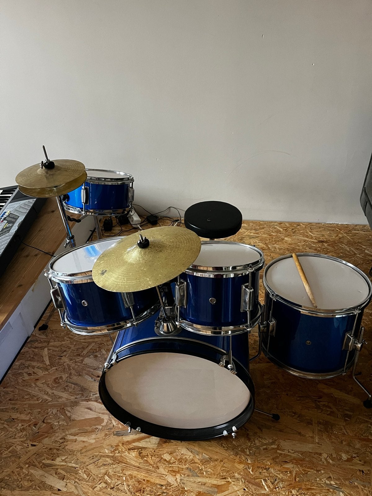 Blauwe drumstel voor beginners, Ophalen, Gebruikt, Overige merken