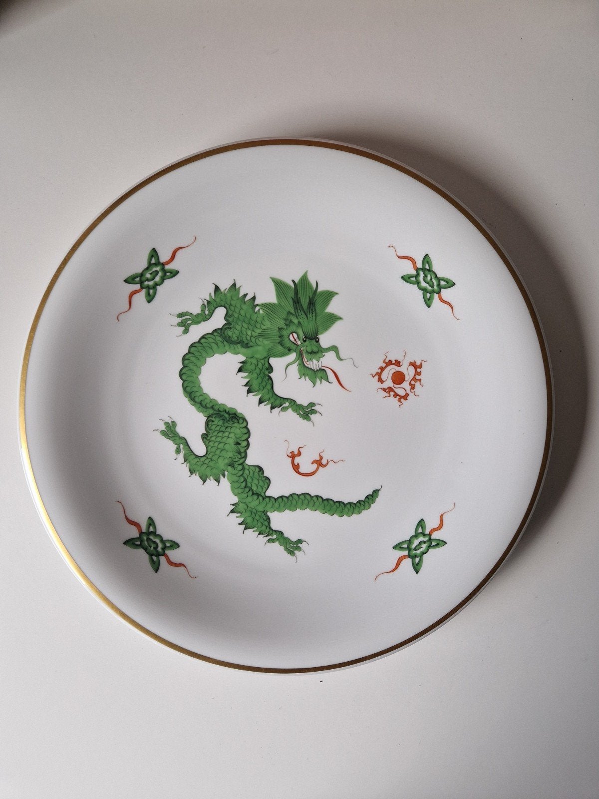 Vintage Meissen Groene Draak Wandbord 31 cm, Ophalen of Verzenden