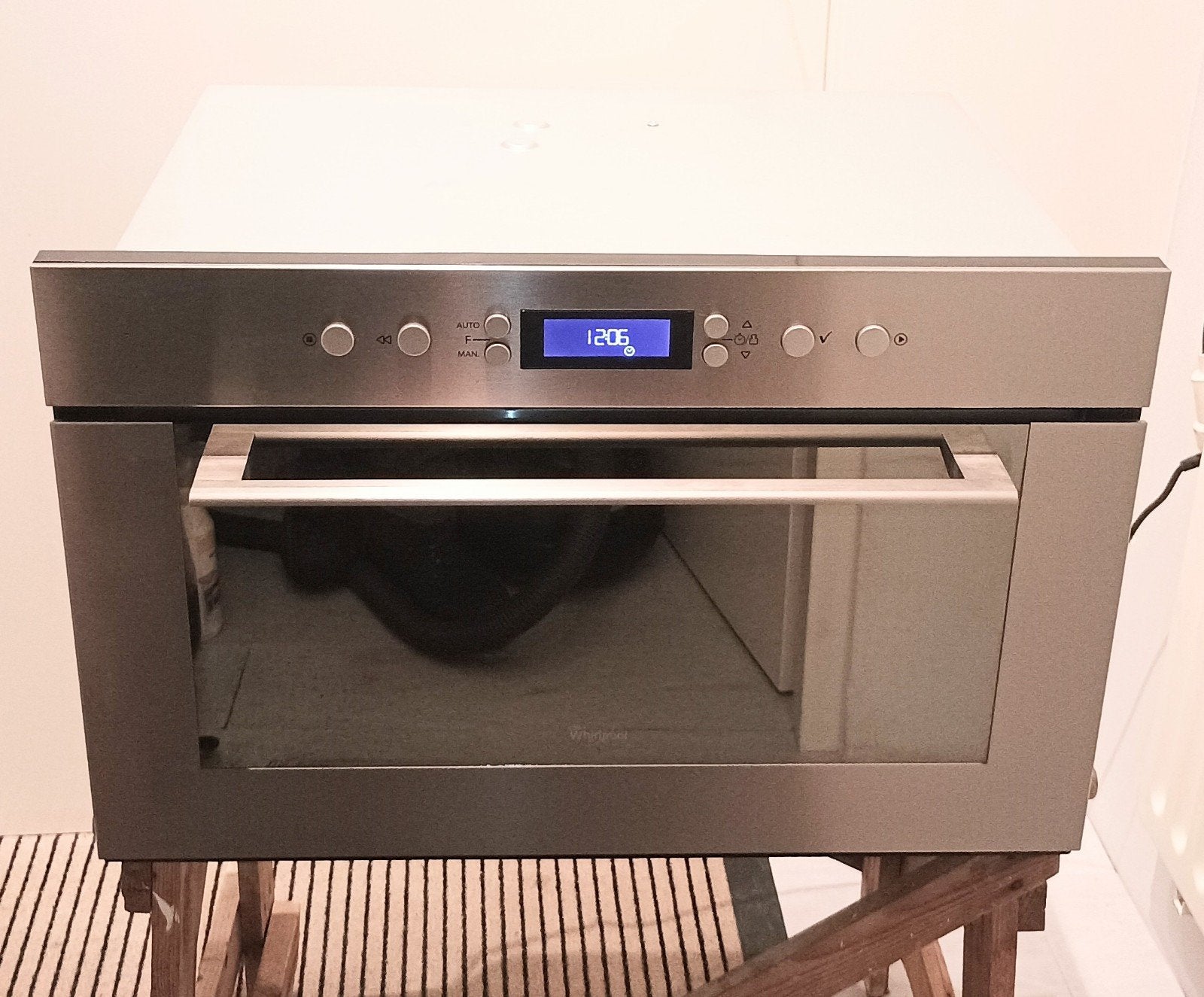 Whirlpool inbouw combimagnetron oven 38 cm hoog! AMW 755/IX, Combimagnetron, Gebruikt, ., Ophalen of Verzenden