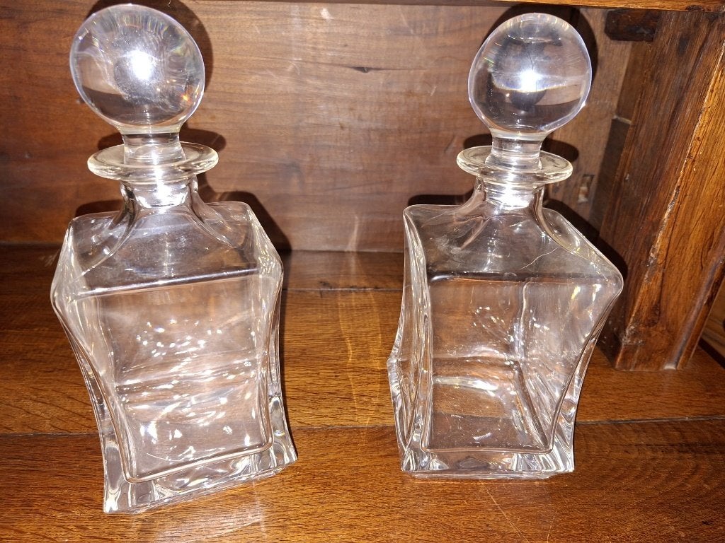 2 kristallen Whisky karaffen Boch, jaren 1960, Ophalen of Verzenden