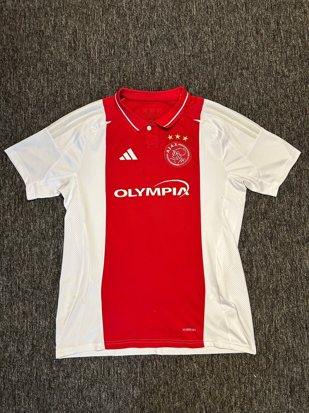 Ajax Olympia Thuisshirt Maat L, Maat 52/54 (L), Ophalen of Verzenden, Zo goed als nieuw, Voetbal