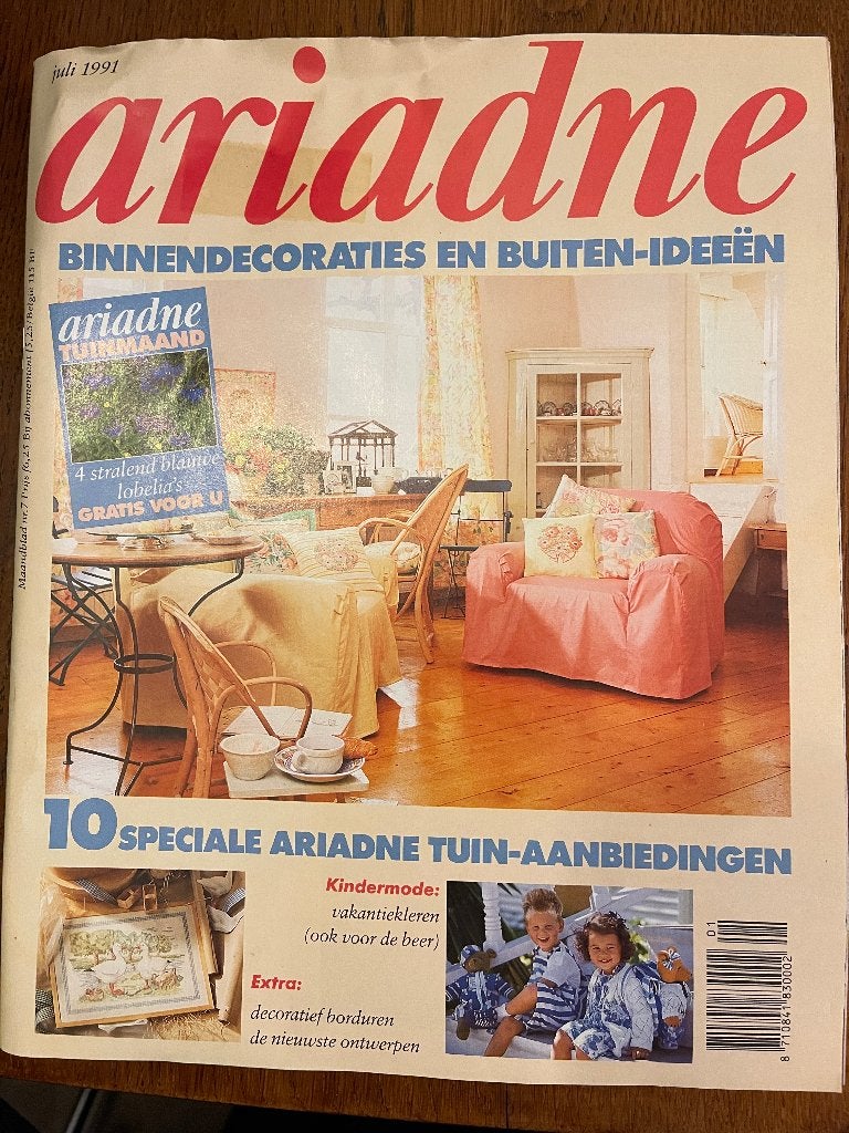 "Ariadne" Juli 1991 'Binnendecoraties en Buiten-ideeën', Ophalen of Verzenden, Zo goed als nieuw, Overige onderwerpen