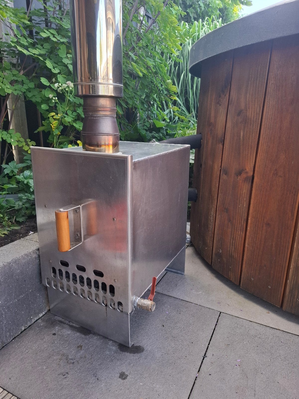 Houtgestookte boiler/heater voor hottub of zwembad, Ophalen of Verzenden, Gebruikt