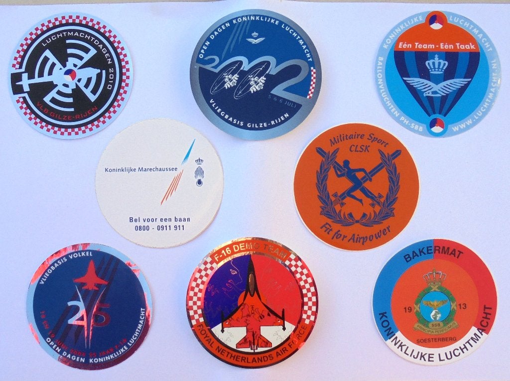 8 Koninklijke Luchtmacht Stickers - Diverse Jaren 2002-2013, Ophalen of Verzenden, Luchtmacht, Nederland, Overige typen