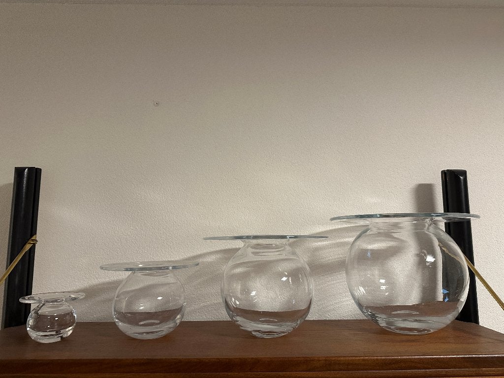 Retro Set van 4 Mooie Nanny Still Saturnus vazen,, Ophalen of Verzenden, Gebruikt, Overige kleuren, Glas