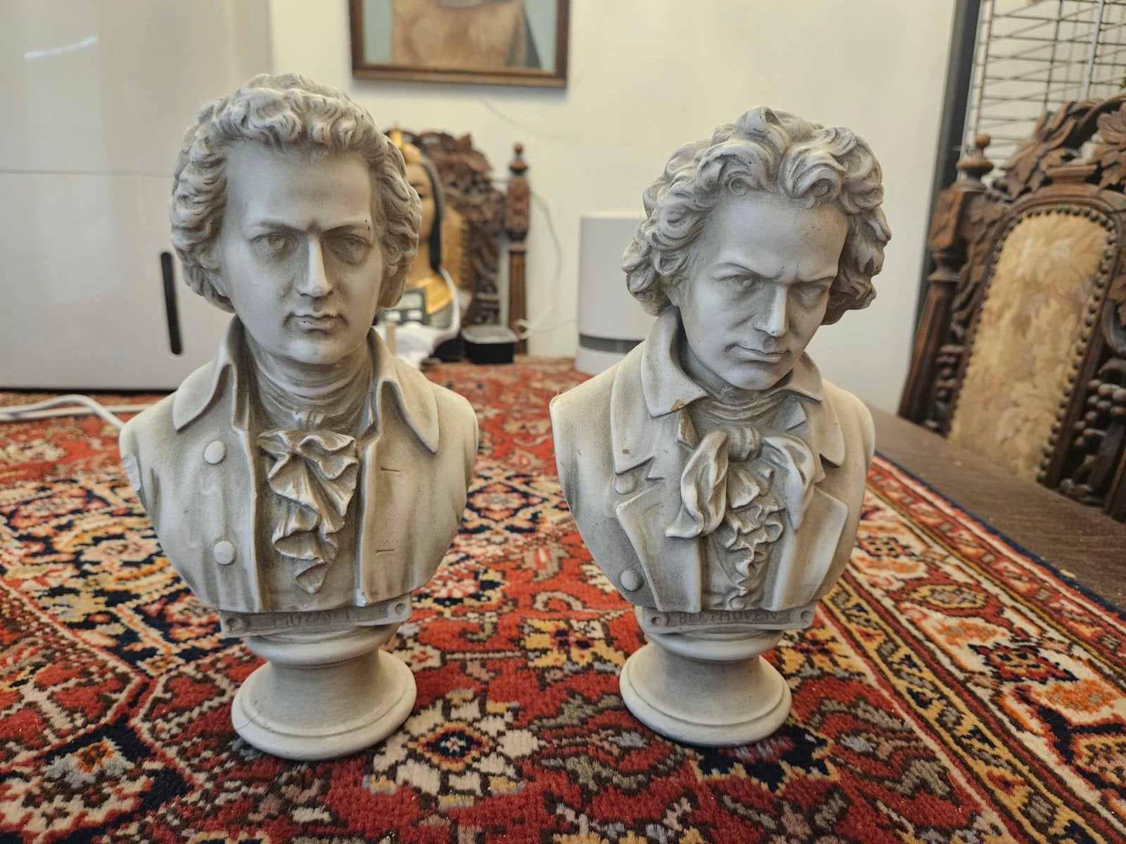 Set van Beethoven en Mozart bustes - Klassiek, Gips, Buste, Ophalen of Verzenden, Man