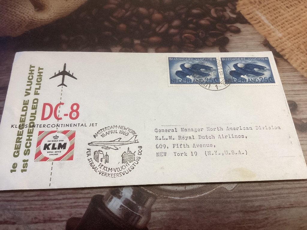 No4140 KLM Amsterdam New York 7-4-1960 Nederland jaargangen, Postzegels en Munten, Ophalen of Verzenden, Onbeschreven, Nederland