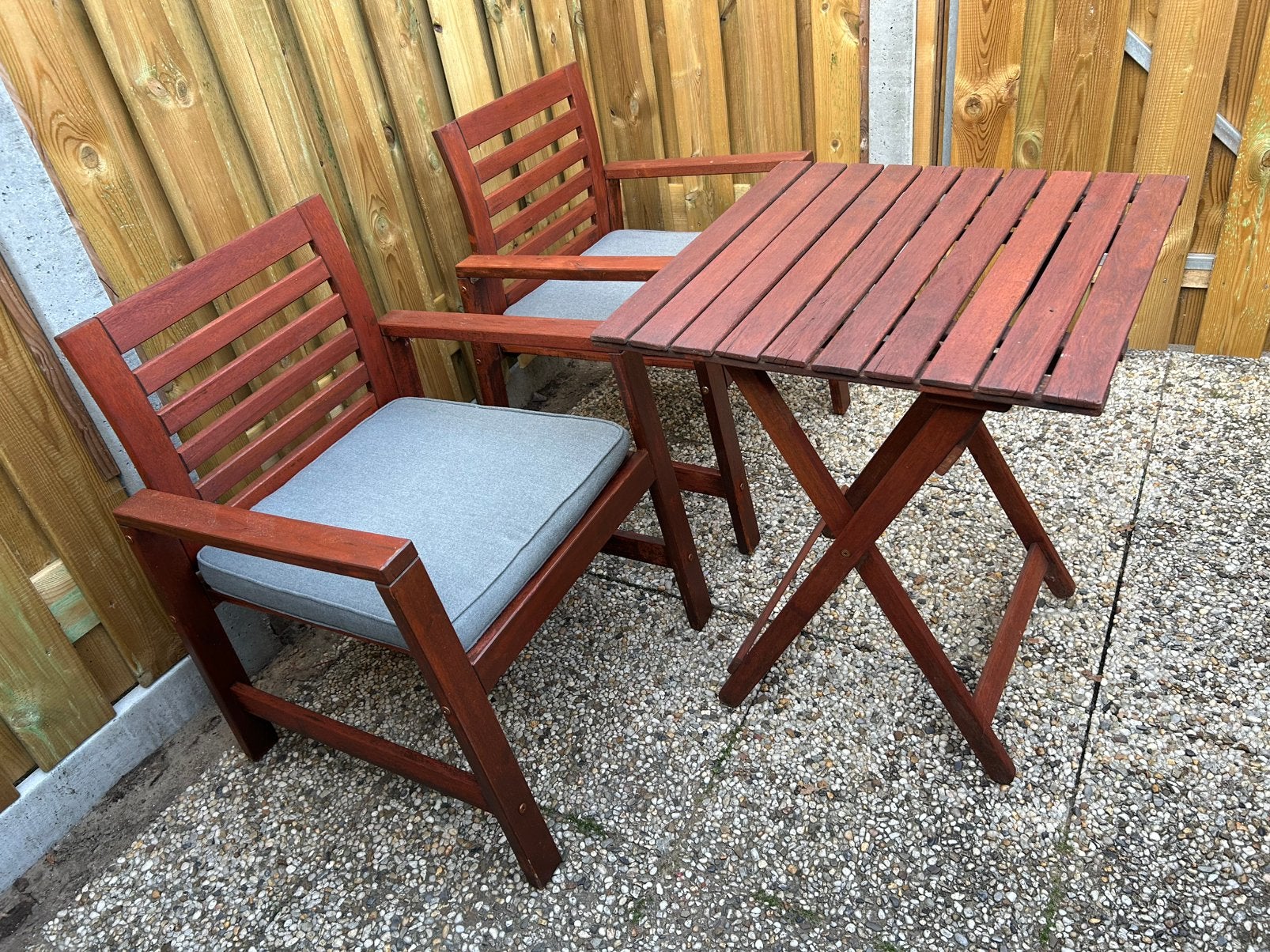 Ikea applaro Tuinstoelen met kussens en gratis tafeltje, Ophalen, Gebruikt, Hout