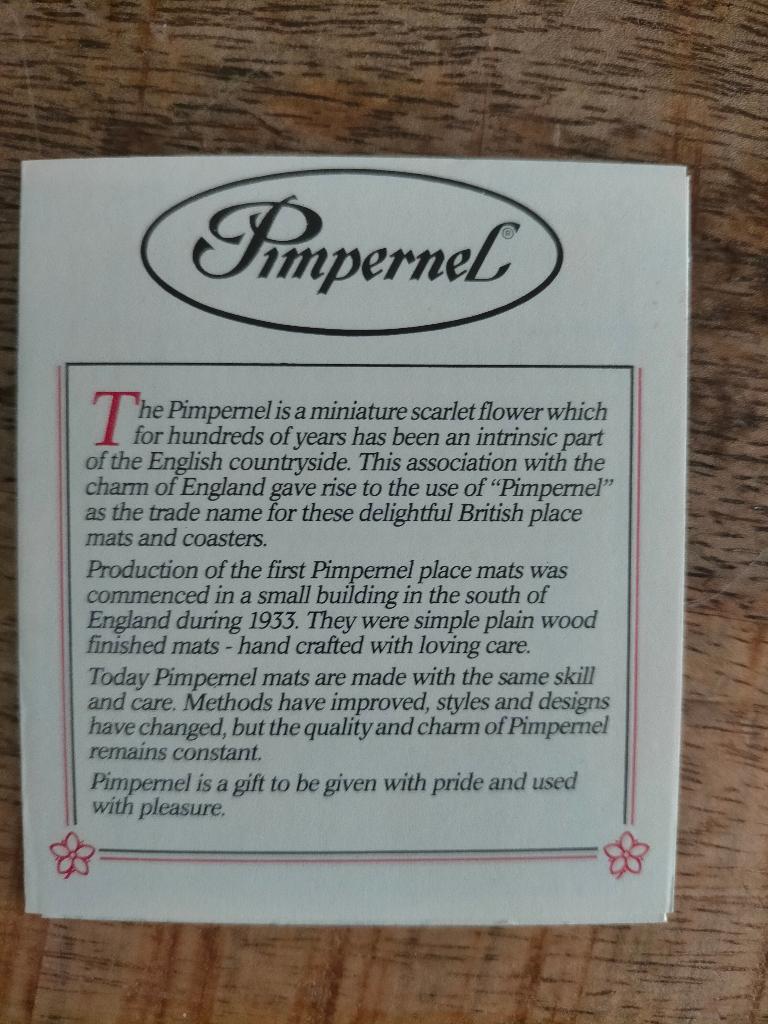 Pimpernel placemats en onderzetters Honeysuckle, Ophalen, Vintage, Meerkleurig, Overige materialen