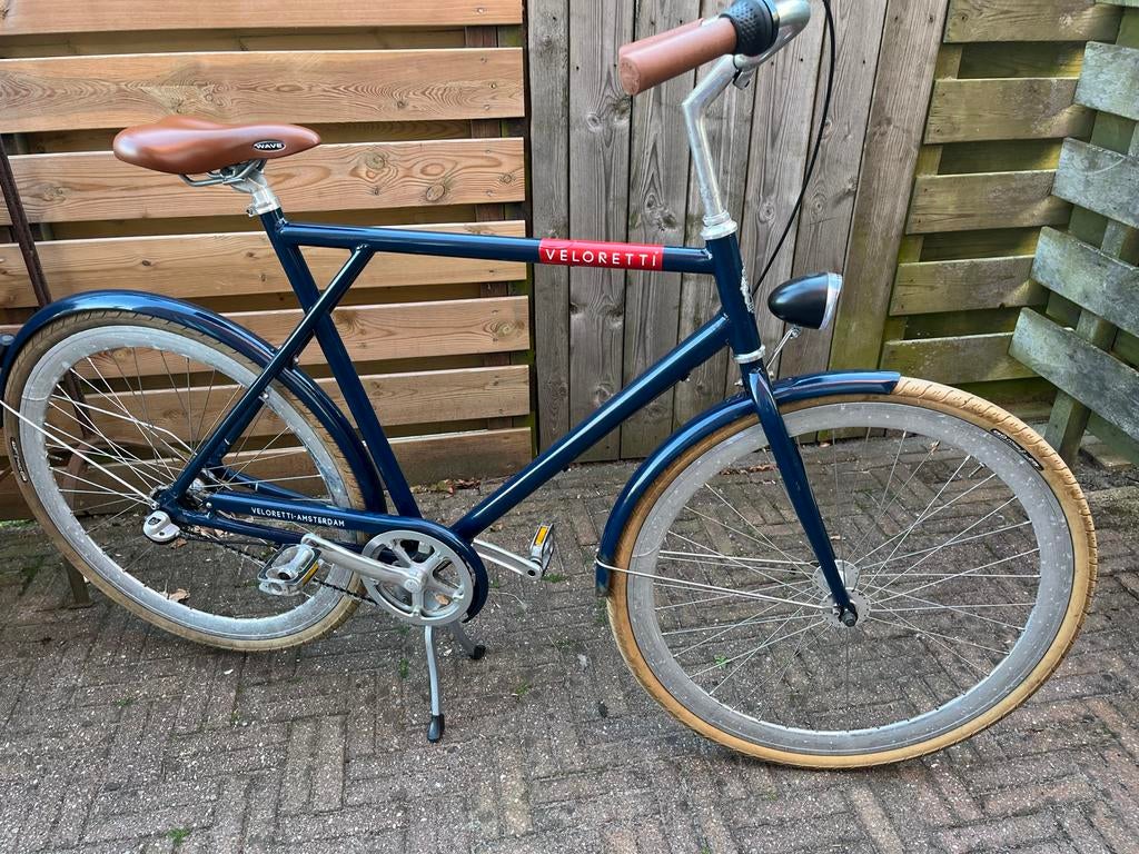 Veloretti fiets - Donkerblauw - 3 versnellingen, Fietsen en Brommers, Fietsen | Heren | Herenfietsen, Terugtraprem, Gebruikt, Versnellingen