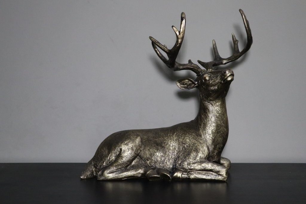 Hert beeld antiek goud 37 cm | Tuinbeeld & woondecoratie, -, -, Nieuw, Kunststof