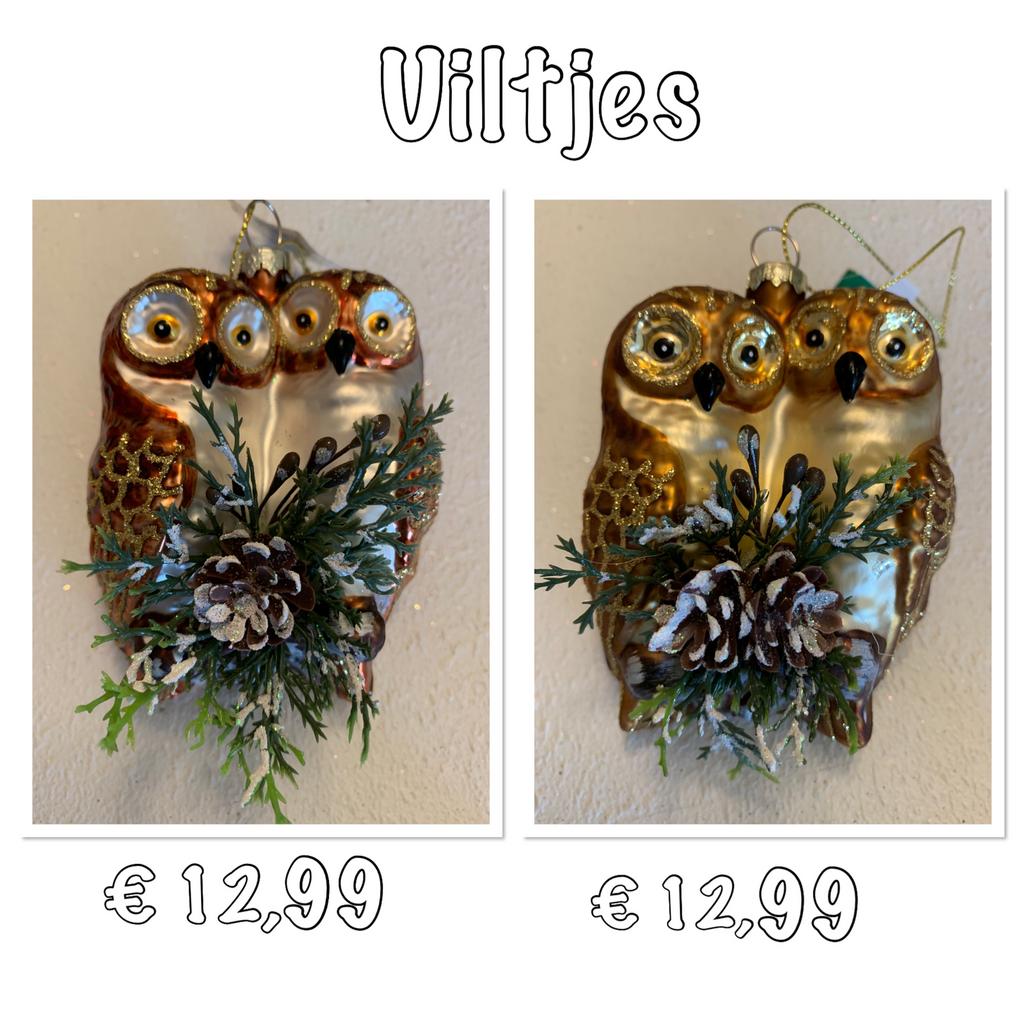 Uiltjes glas ornament Nieuw, Diversen, Kerst, Ophalen of Verzenden, Nieuw