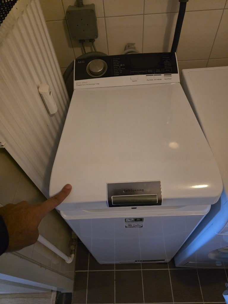 Wasmachine AEG LTR8763SL bovenlader (ZGAN amper gebruikt), Ophalen, Bovenlader, Zo goed als nieuw, 85 tot 90 cm