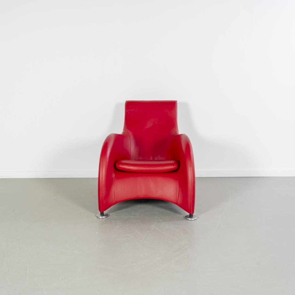 1x Montis Loge Fauteuil Ferrari Rood Leder - Aluminium, Niet ingevuld, 100 tot 125 cm, Niet ingevuld, Ophalen of Verzenden