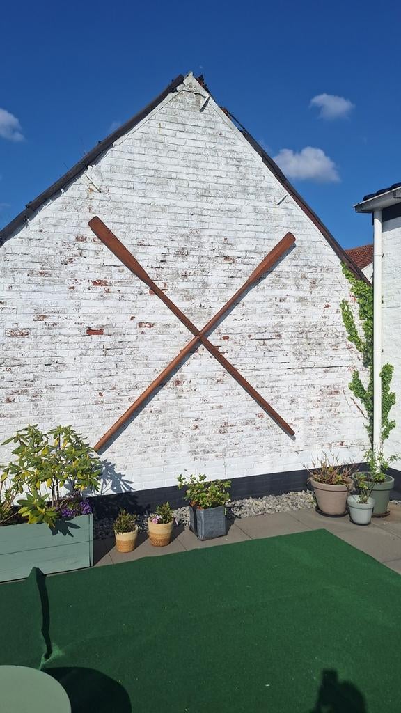 Unieke Tuindecoratie: Antieke Roeispanen - 220x220cm spanen, Ophalen