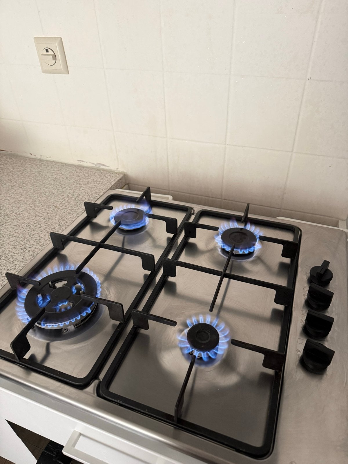 Inbouw Bosch 4-pits gasfornuis - RVS, Ophalen, Gebruikt, 4 kookzones, Gas