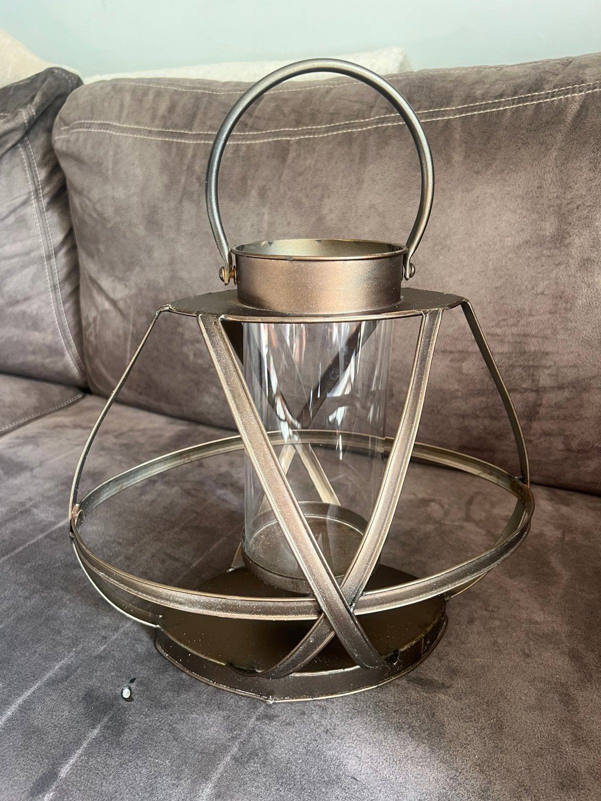 Vintage Koperen Lantaarn Glas/Metaal., Ophalen of Verzenden, Zo goed als nieuw, Netvoeding, Minder dan 50 watt
