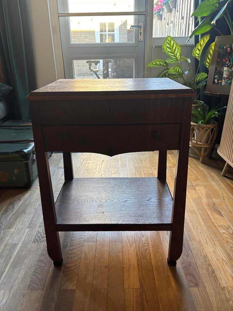 Vintage houten kastje met lade en vakjes, Ophalen