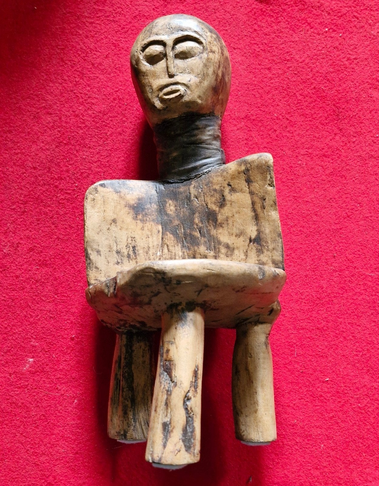 Lobi kruk met gesneden hoofd uit Burkina Faso, 36 cm, Ophalen of Verzenden