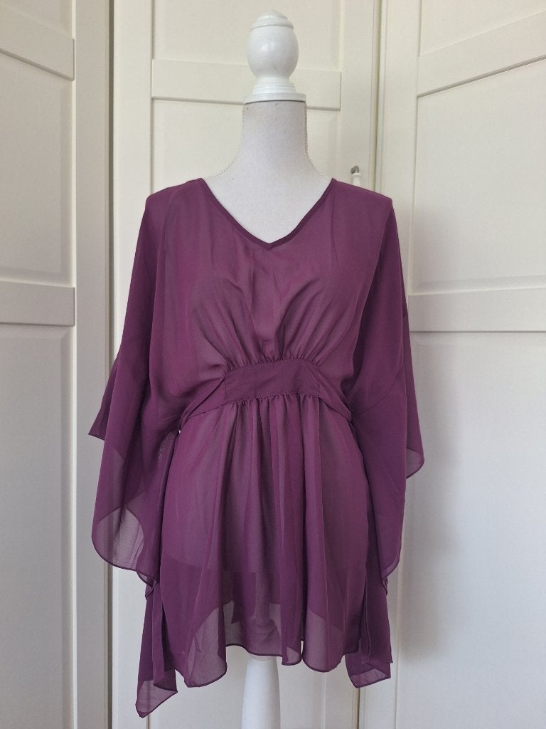 Bodyflirt viooltjes paarse chiffon tuniek, maat 44 L, Kleding | Dames, Paars, Maat 42/44 (L), Ophalen of Verzenden, Gedragen
