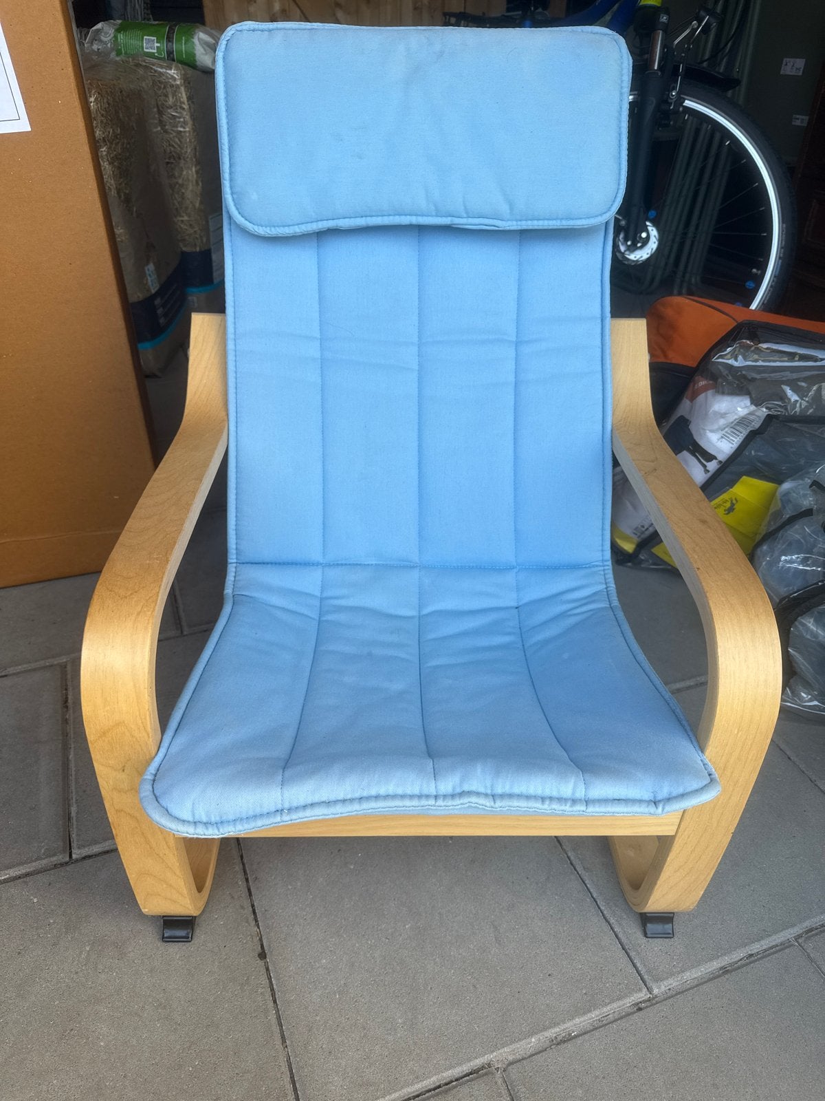 IKEA Poäng kinder fauteuil met lichtblauwe hoes, Ophalen, Gebruikt, Blauw, Eén