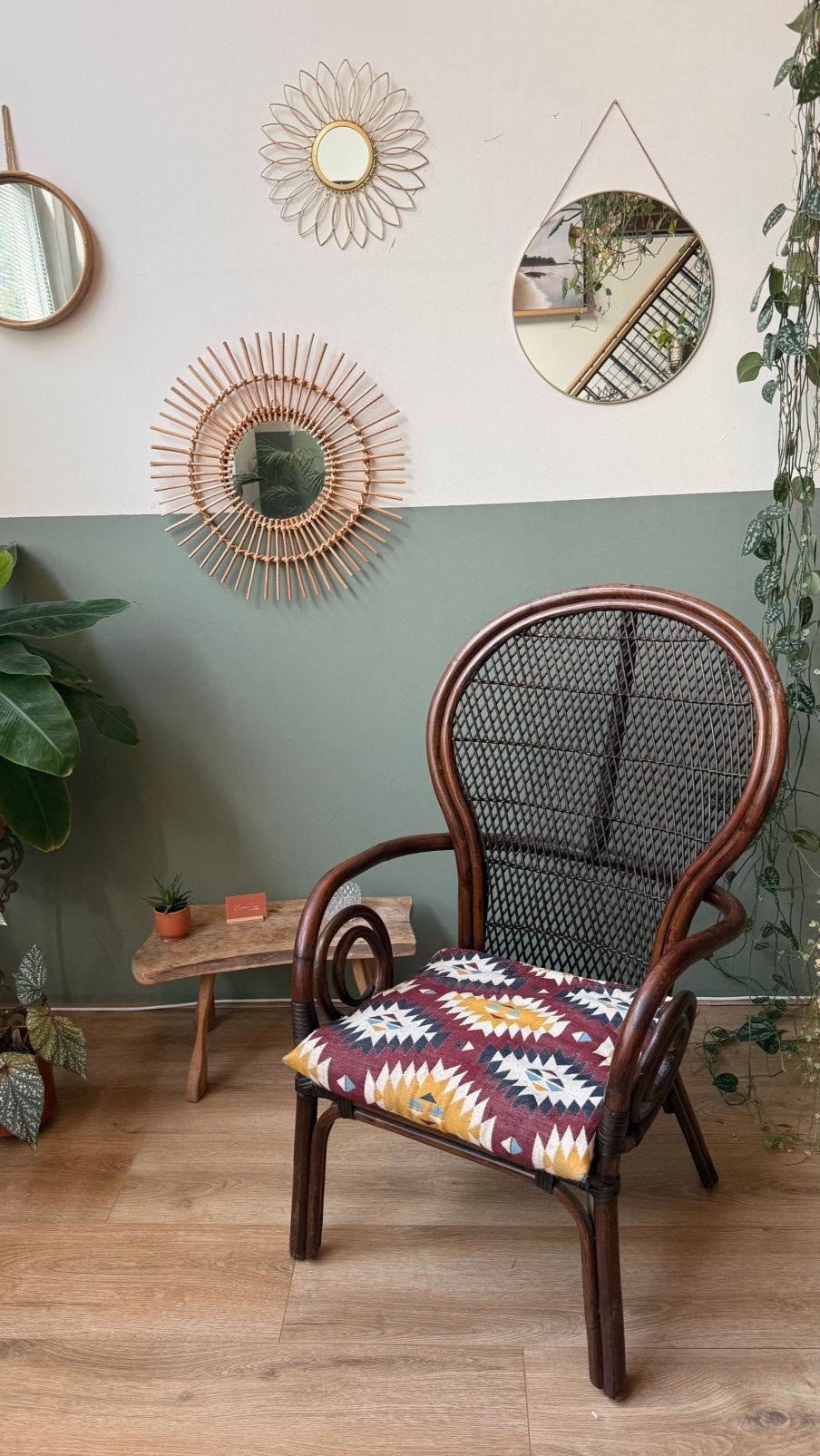 Vintage bamboe rotan stoelen. 2 stuks, Ophalen, Overige materialen, Twee, Bruin