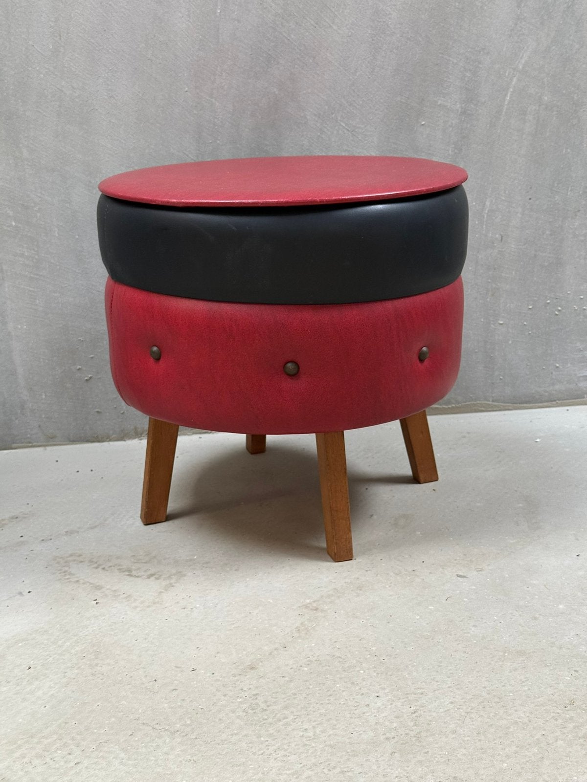 Ronde retro poef, Ophalen, Huis en Inrichting
