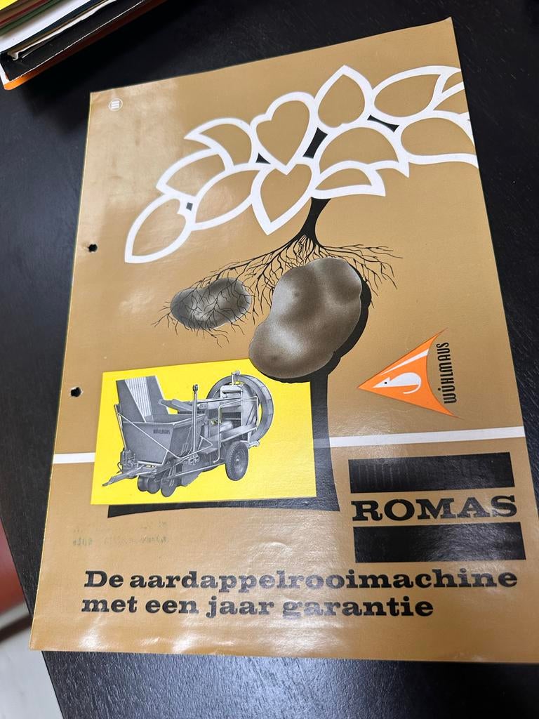 Oude reclamefolder Romas Wühimaus aardappelrooimachine, Ophalen, Zo goed als nieuw, Overige typen